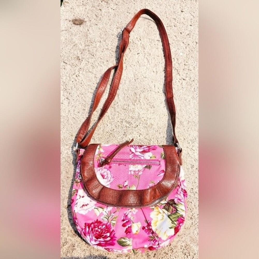 Candie's Y2K Pink Floral Brown Crossbody Bag Twee Romantic